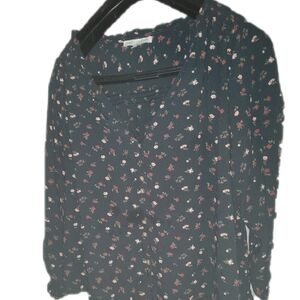 Black floral blouse
